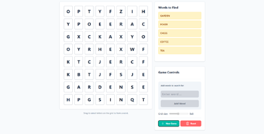 Image of word search game website